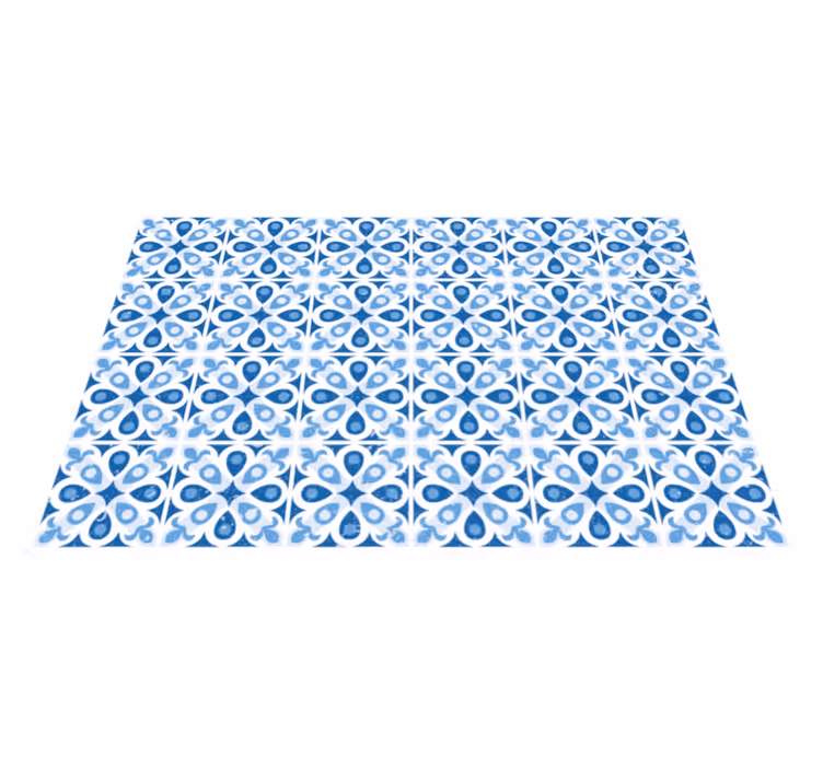 Blauwe patroontegel vinyl tapijt tegels - TenStickers