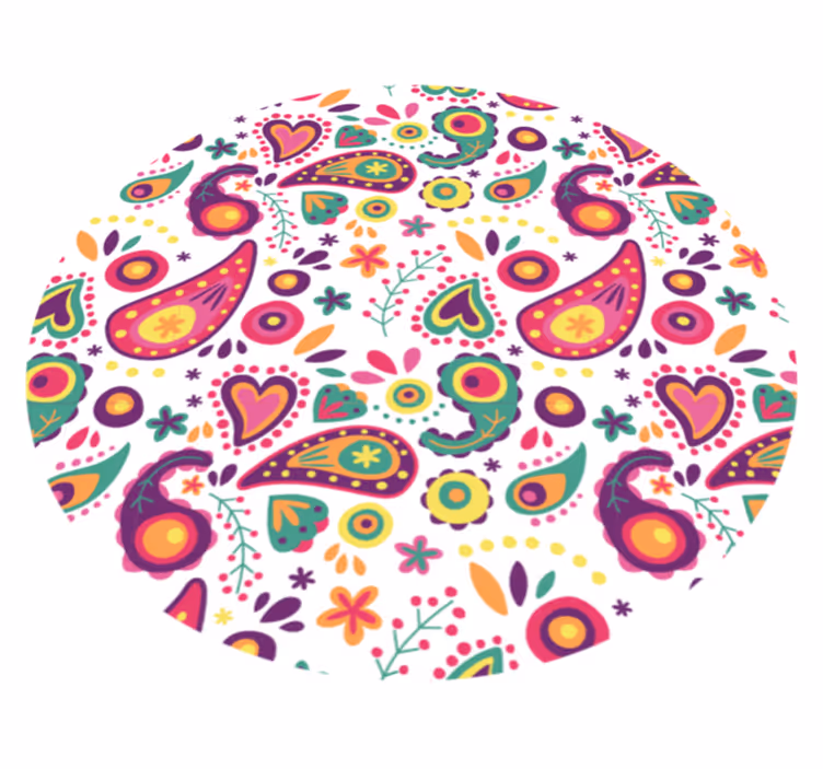 Kleurrijk paisleypatroon vinyl tapijt bloemen en planten - TenStickers