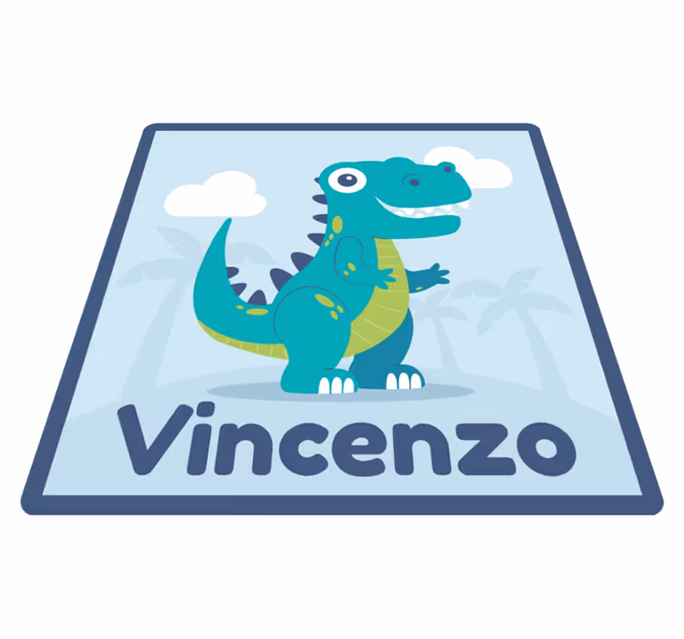 Gepersonaliseerde dinosaurusillustratie vinyl tapijt baby - TenStickers