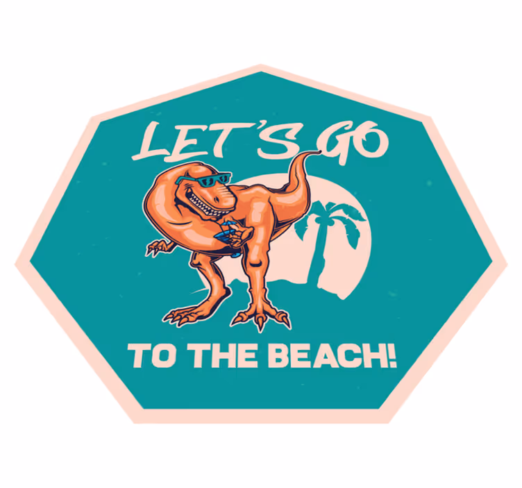Stranddinosaurusplezier dieren vinyl tapijt - TenStickers