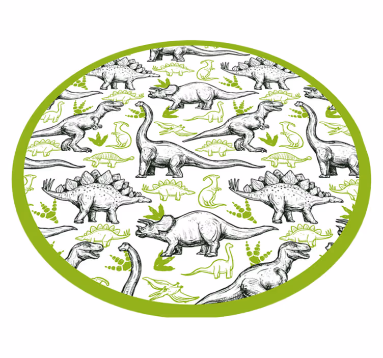 Cirkel met dinosaurusthema vinyl tapijt meer kinderen - TenStickers