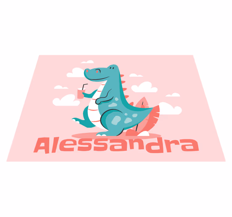 Gepersonaliseerde draak vinyl tapijt met naam - TenStickers