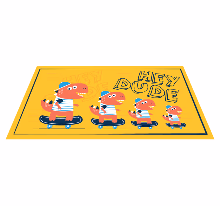 Skateboardende dinosaurussen vinyl tapijt kind - TenStickers