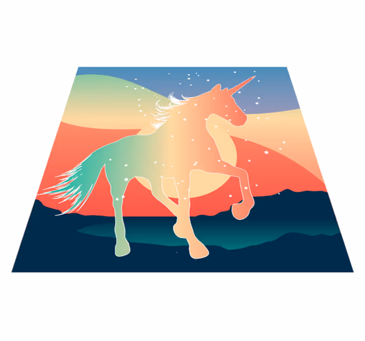 Magisch eenhoornsilhouet vinyl tapijt kind - TenStickers