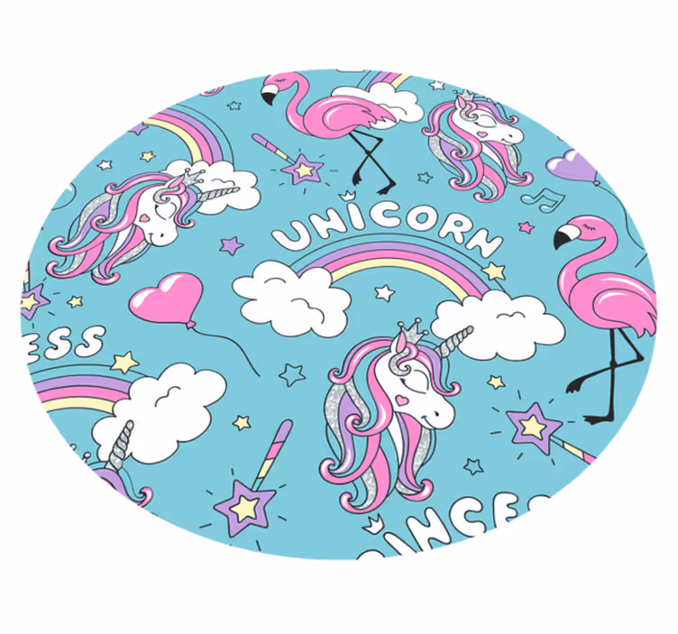 Eenhoorn fantasie cirkel vinyl tapijt meer kinderen - TenStickers