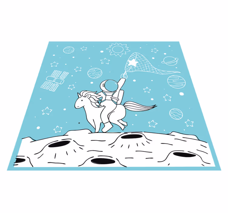 Ruimteavontuurmotief vinyl tapijt spel - TenStickers