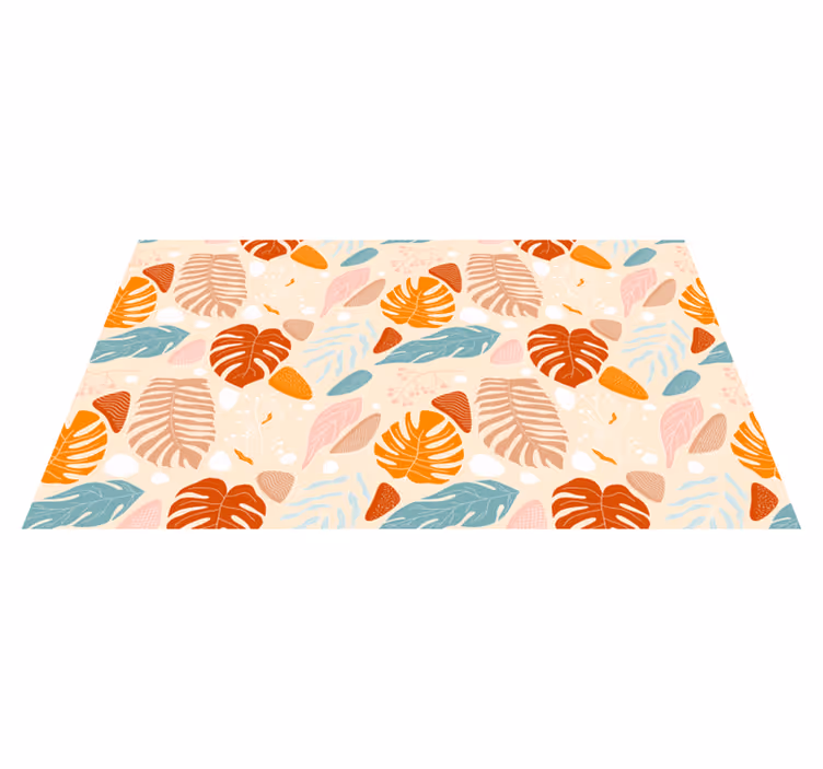 Tropische beige bladpatronen vinyl tapijt bloemen en planten - TenStickers
