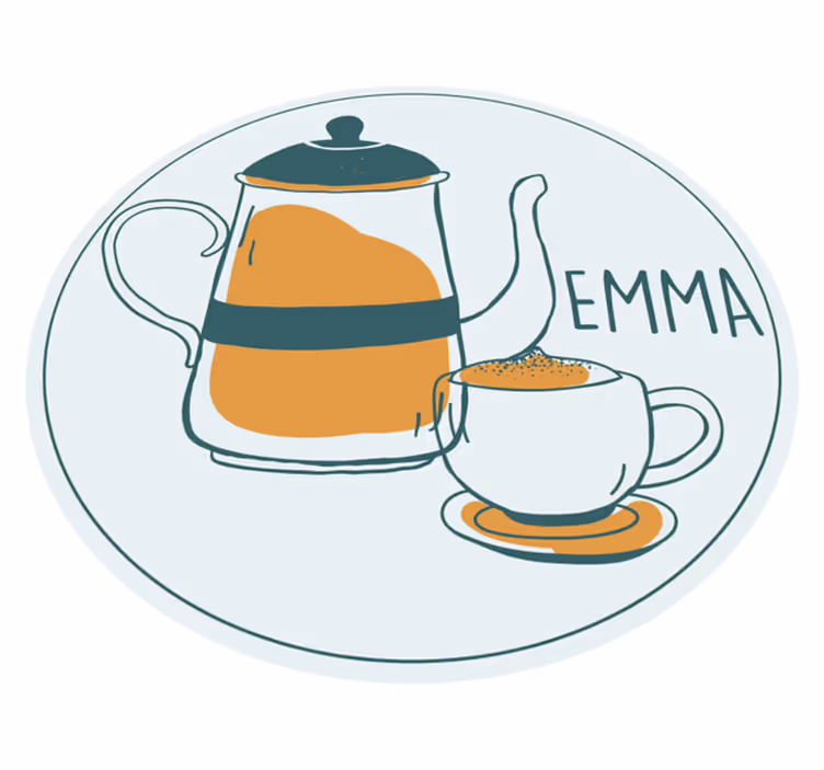 Gepersonaliseerd koffieontwerp vinyl tapijt met naam - TenStickers