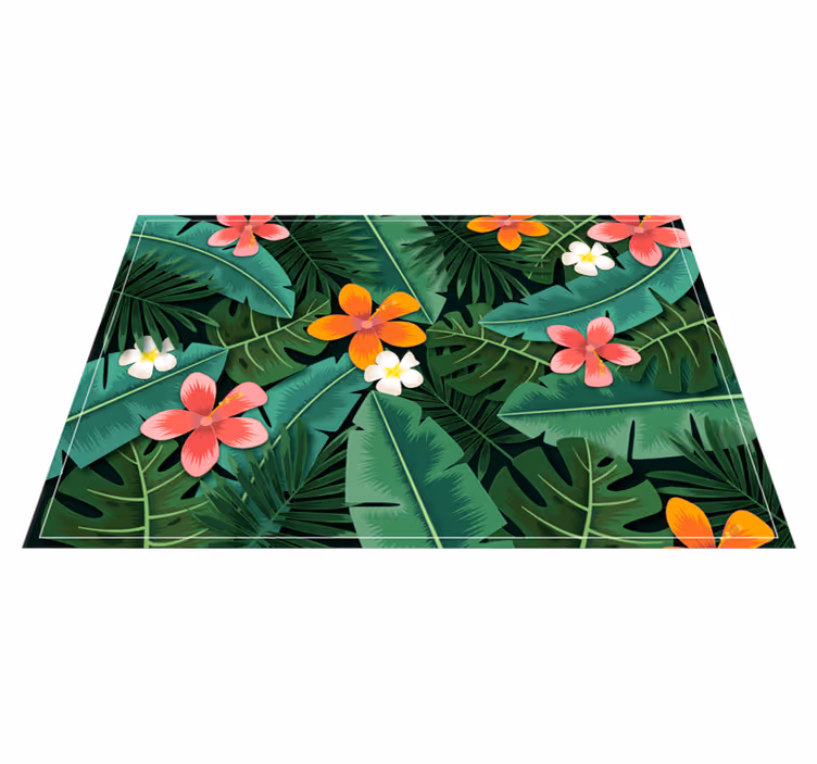 Tropisch bloemenensemble vinyl tapijt bloemen en planten - TenStickers