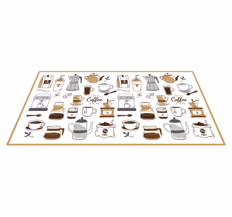 Essentiële koffie vinyl tapijt keuken - TenStickers