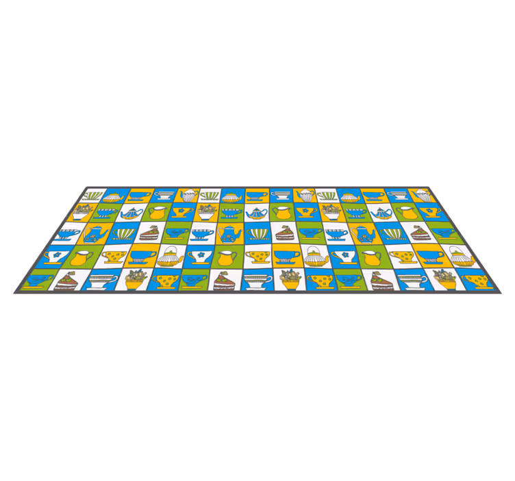 Culinaire patronen vinyl tapijt keuken - TenStickers