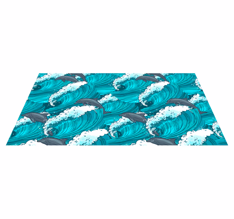 Dolfijn golfmotief dieren vinyl tapijt - TenStickers