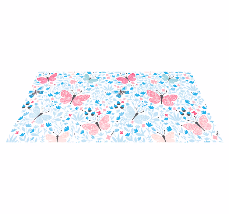 Bloemige vlinder vinyl tapijt bloemen en planten - TenStickers