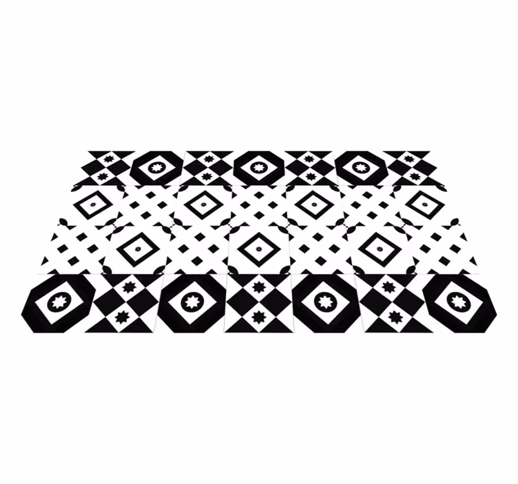 Monochrome geometrische vormen vinyl tapijt keuken - TenStickers