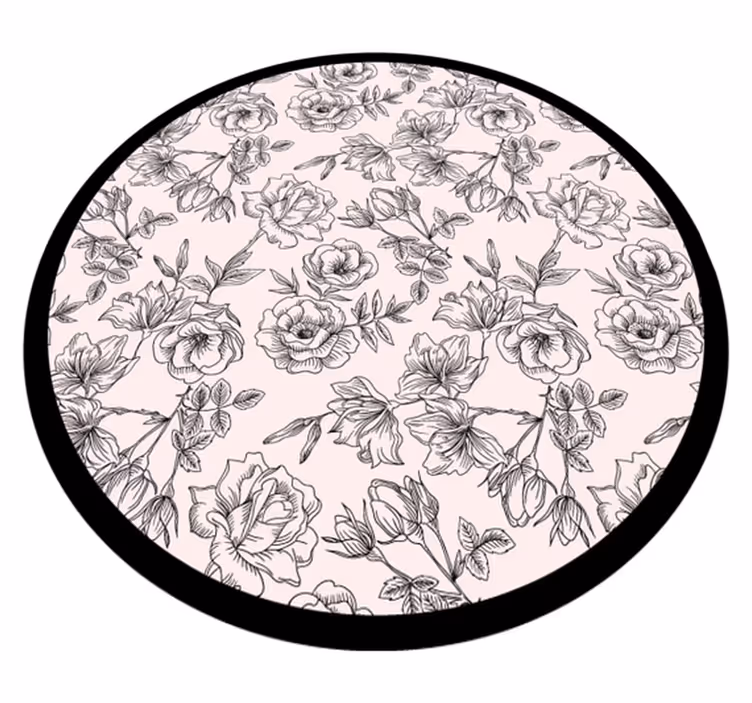 Bloemmotief cirkel vinyl tapijt bloemen en planten - TenStickers