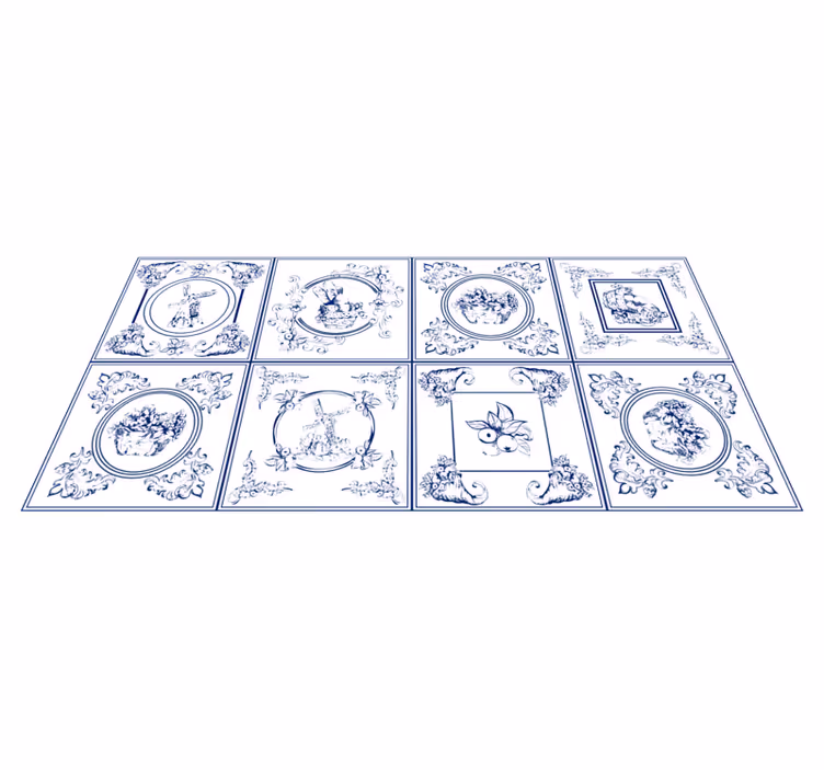 Porseleinen elegantie vinyl tapijt tegels - TenStickers