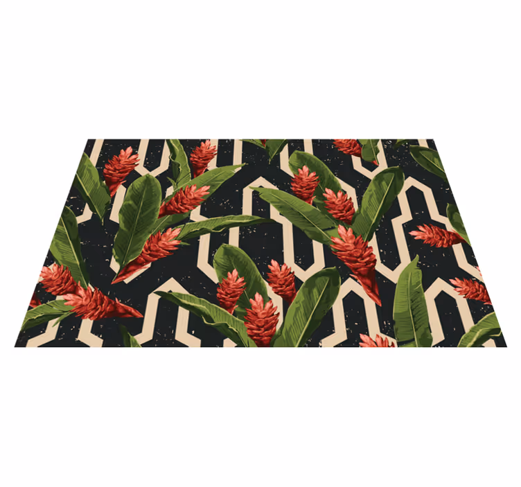 Botanisch geometrisch vinyl tapijt bloemen en planten - TenStickers