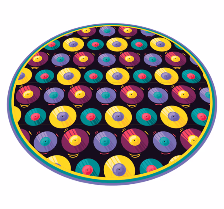 Retro schijven compositie vinyl tapijt spel - TenStickers