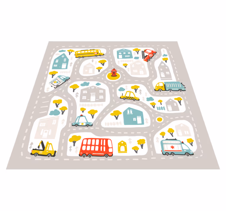 Stedelijk speelcircuit vinyl tapijt kind - TenStickers