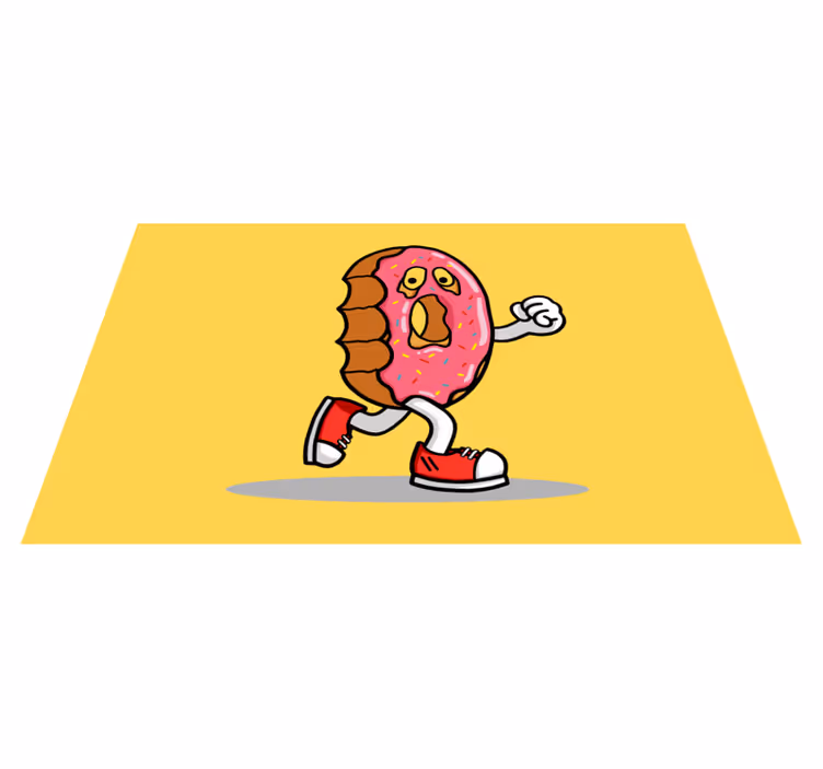 Geanimeerd donutkarakter vinyl tapijt meer kinderen - TenStickers