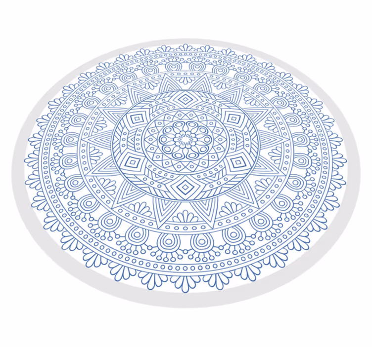Complex blauw motief vinyl tapijt mandala - TenStickers