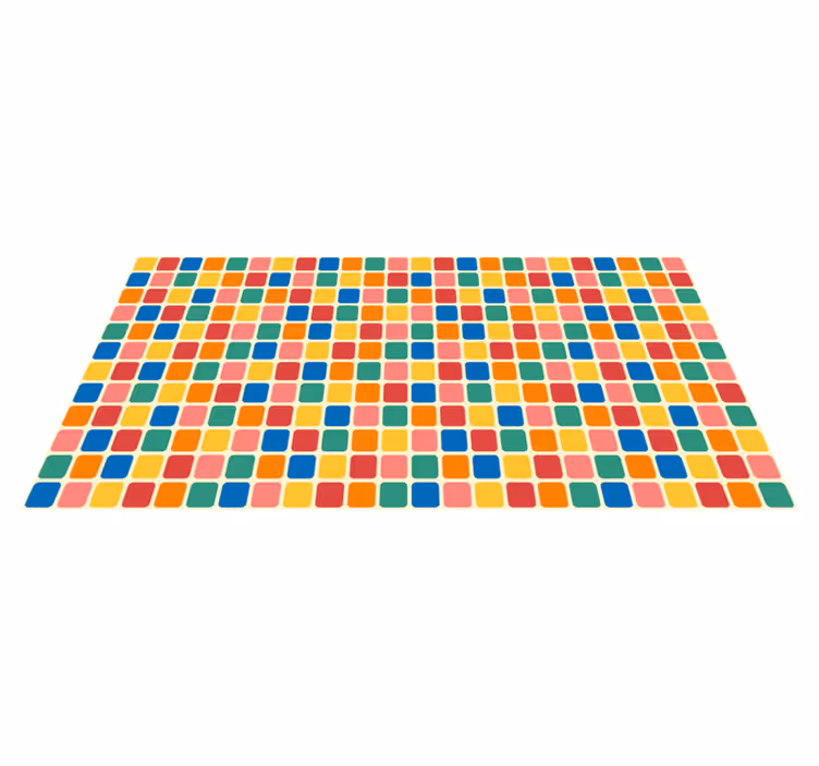 Kleurrijke mozaïekvierkanten vinyl tapijt geometrisch - TenStickers