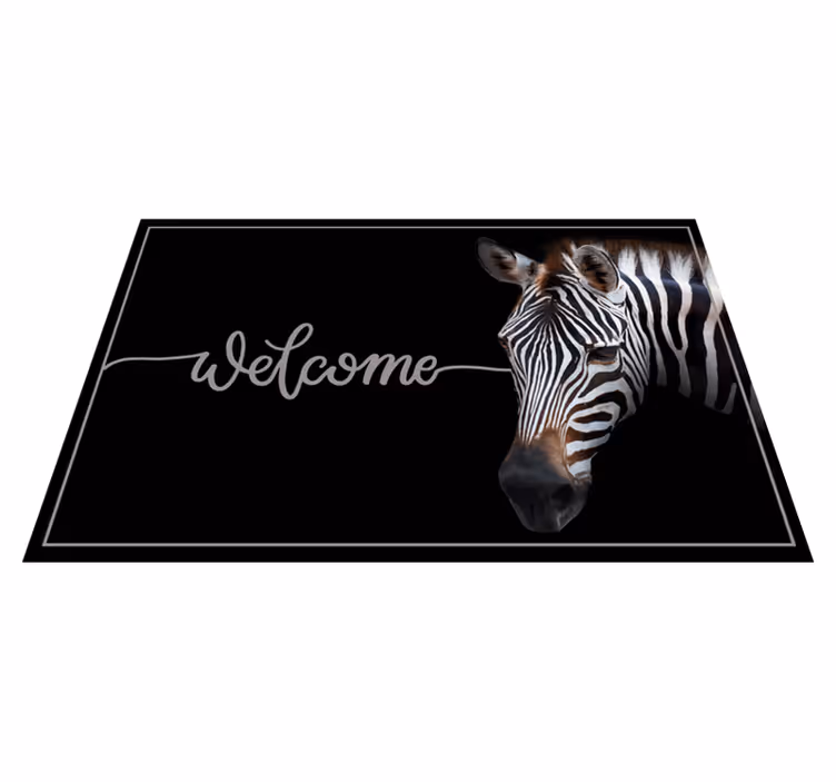 Zebra welkom grafisch vinyl tapijt zinnen en teksten - TenStickers