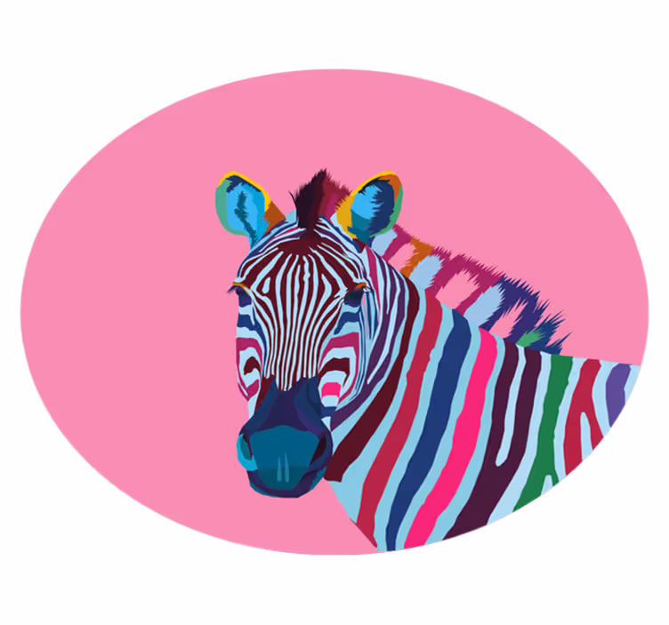 Kleurrijk zebraportret dieren vinyl tapijt - TenStickers