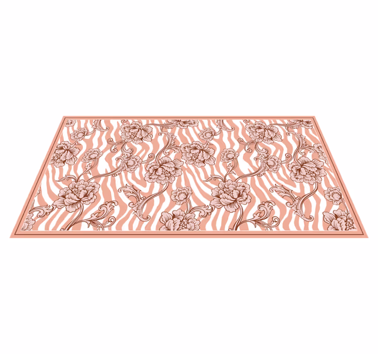 Zebra bloemenfusie vinyl tapijt slaapkamer - TenStickers