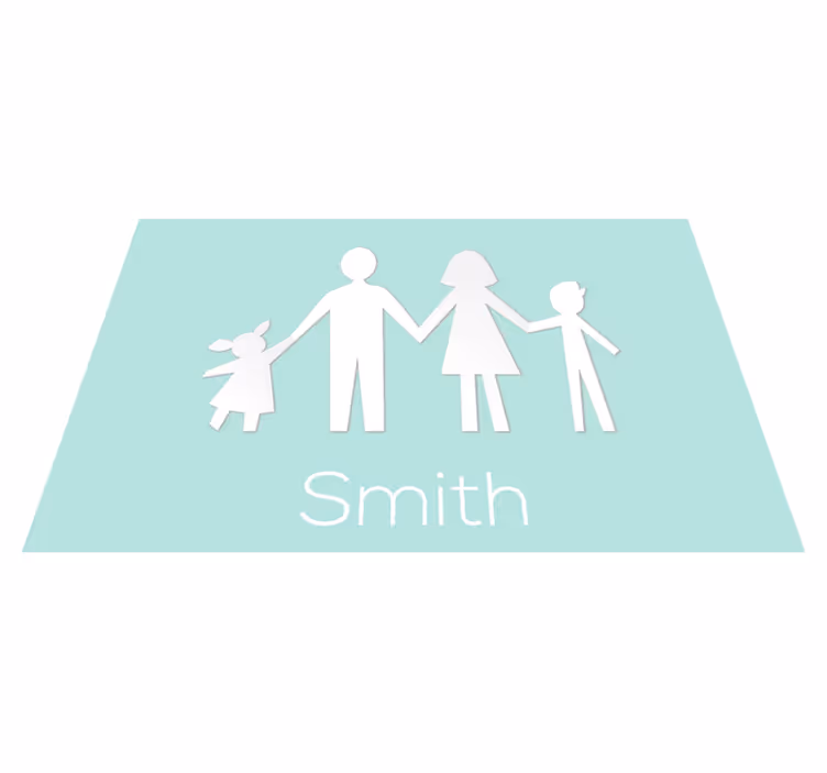 Aanpasbare familie vinyl tapijt met naam - TenStickers
