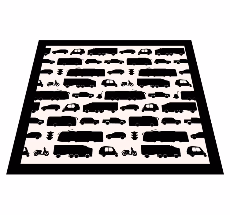 Voertuigsilhouetten vinyl tapijt snelwegen - TenStickers