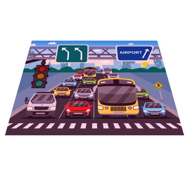 Verkeers speeltijd vinyl tapijt snelwegen - TenStickers