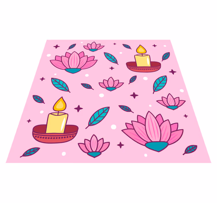 Sfeer van lotusbloesem vinyl tapijt bloemen en planten - TenStickers