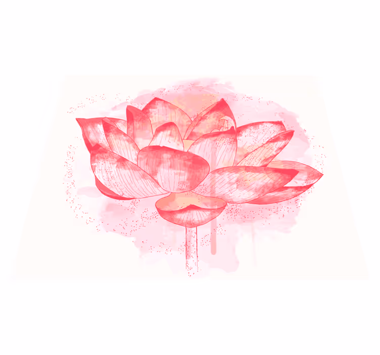 Aquarel lotus vinyl tapijt bloemen en planten - TenStickers
