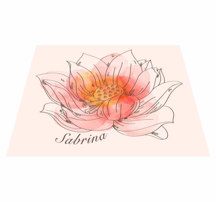 Aanpasbare lotus vinyl tapijt met naam - TenStickers