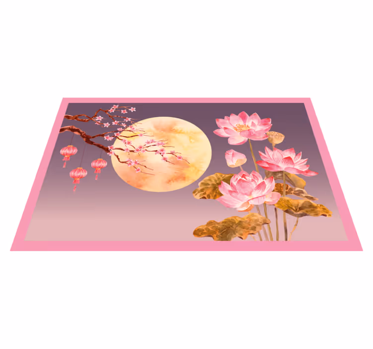 Bloemig maanlicht vinyl tapijt bloemen en planten - TenStickers