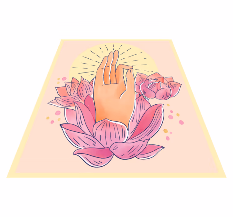 Spirituele bloesem illustratie vinyl tapijt mandala - TenStickers