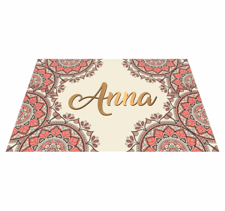 Aangepaste mandala vinyl tapijt met naam - TenStickers