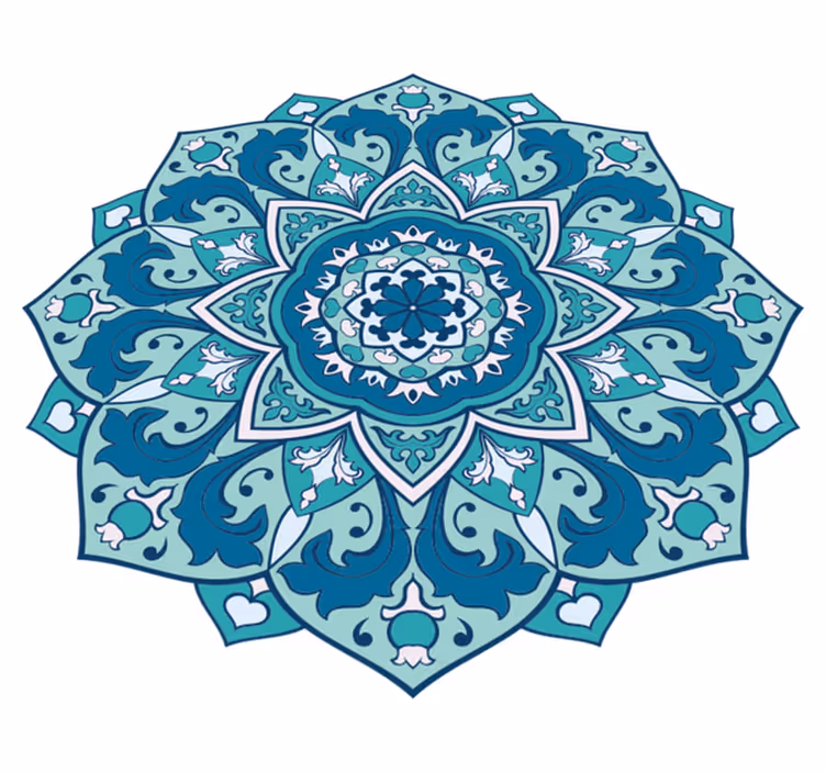 Blauw elegant patroon vinyl tapijt mandala - TenStickers