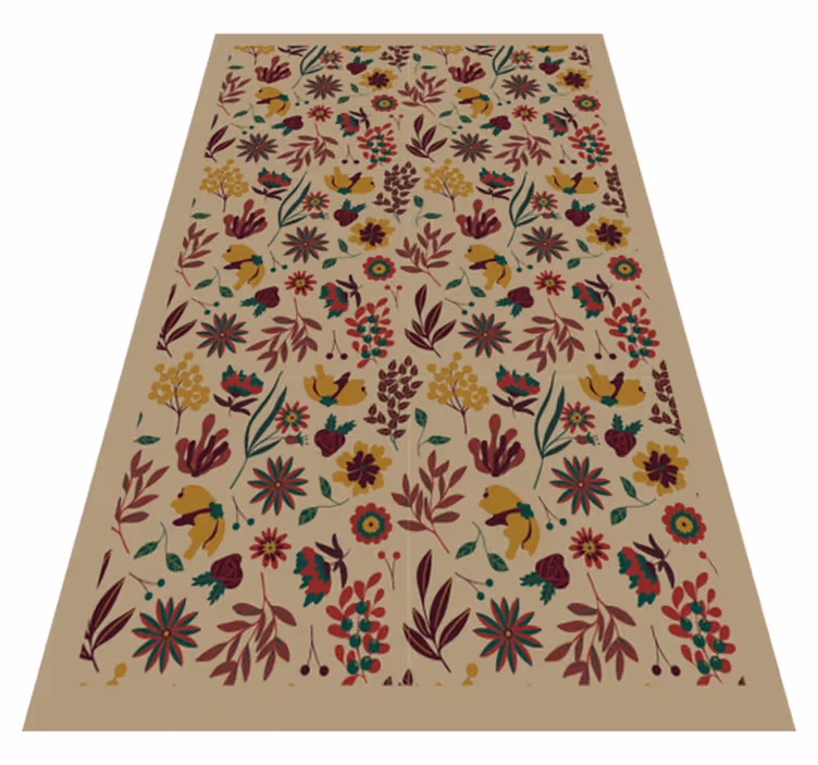 Herfst botanische motieven vinyl tapijt bloemen en planten - TenStickers