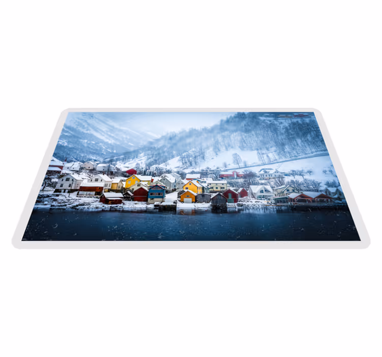 Schilderachtig winterdorp vinyl tapijt natuur - TenStickers