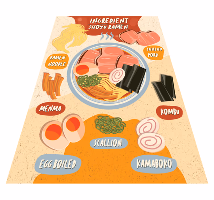 Ramen-ingrediënten worden weergegeven vinyl tapijt keuken - TenStickers