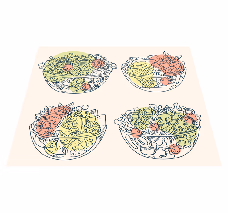 Slakom illustraties vinyl tapijt eetkamer - TenStickers