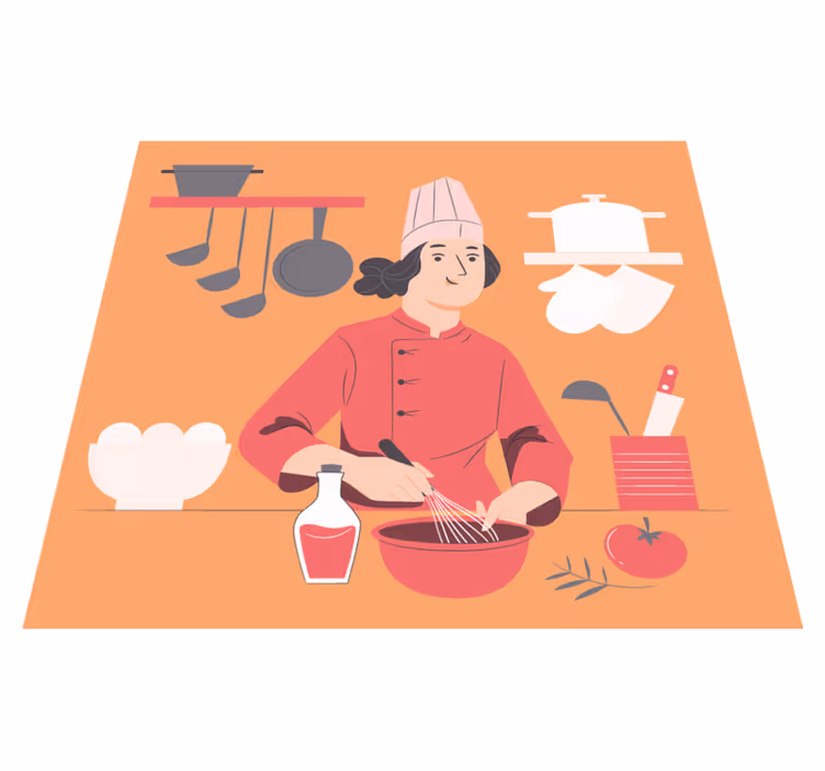 Chef-kok illustratie vinyl tapijt keuken - TenStickers