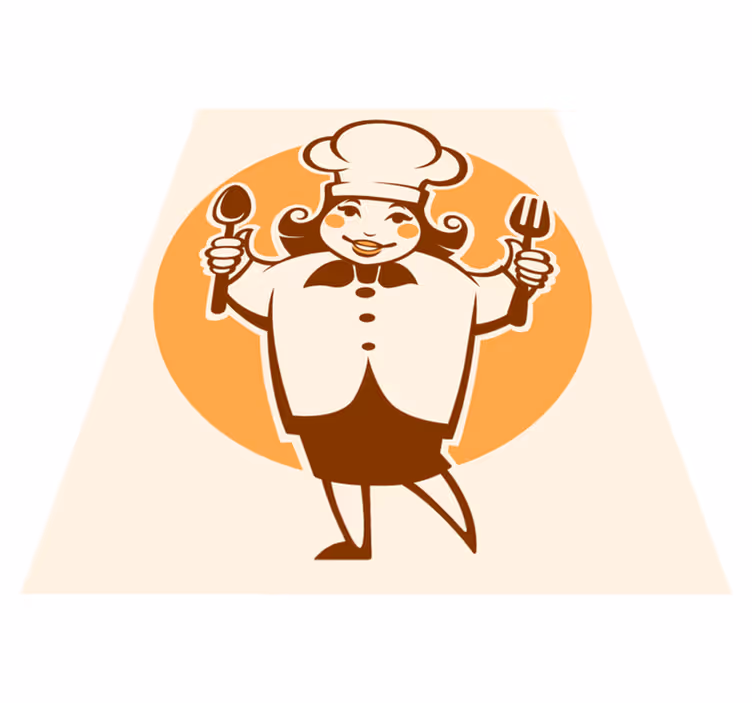 Vrolijk chef-koksilhouet vinyl tapijt keuken - TenStickers