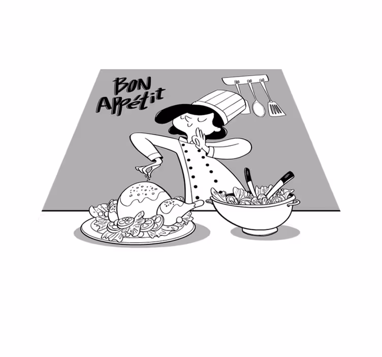 Cartoon chef-kok illustratie vinyl tapijt keuken - TenStickers