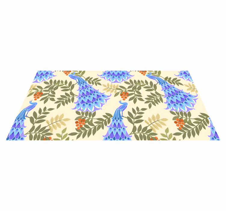 Bloemenpauwthema vinyl tapijt bloemen en planten - TenStickers