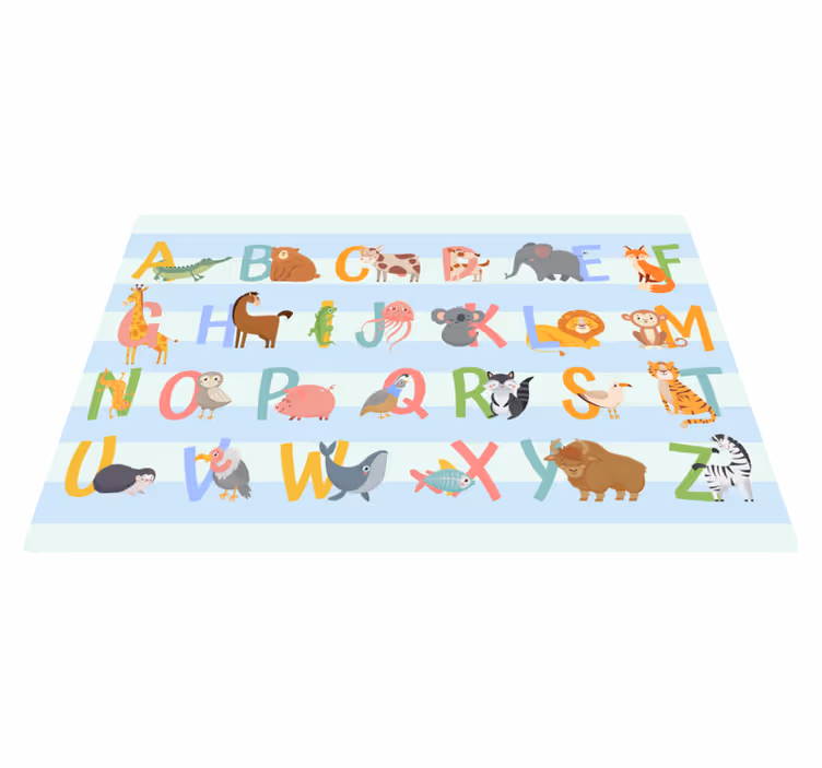 Alfabet dierenparade vinyl tapijt meer kinderen - TenStickers