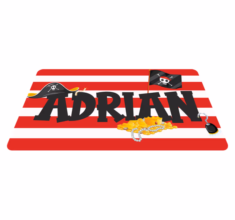 Piratenschat thema vinyl tapijt met naam - TenStickers