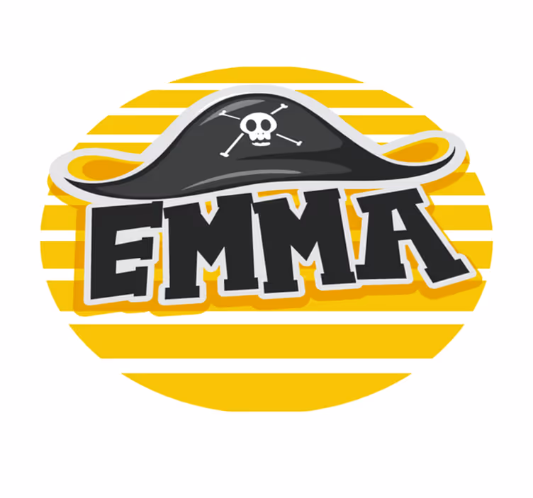Piraten thema vinyl tapijt met naam - TenStickers